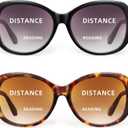 JM 2 Pack Bifocal Reading Sunglasses for Women Fashion Oversized Square Sun Readers Outdoor Reading Glasses UV400 Protection, Black & Brown +2.0