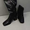 Knee High Boots Women Chunky Block Heel Square Toe Zipper Boots Black Matte, Size 8.5