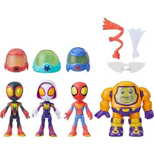 Spidey and his Amazing Friends Marvel Web-Spinners Gear Up for Adventure 4-Pack, 4-Inch Action Figures with 6 Accessories, Super Hero Toys for Kids 3+