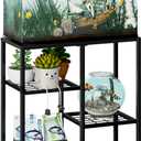 CADUKE Aquarium Stand 20 Gallon, Metal Fish Tank Stand, Aquarium Rack Stand for Fish Tank Accessories , 3 Tier Turtle Reptile Terrarium Stand for Living Room Office (Black)