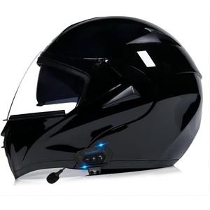 Virtue Motorcycle Helmets Modular Dual Visor Flip-up Full Face DOT Approved Motorbike Street Racing Helmets (Medium, Bright Black), XL