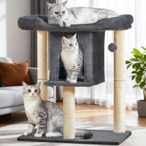 Cat Tree Tower Scratching Post for Indoor Large Adult Cats with Perch Bed