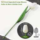 Yastouay 12-Pack White Tulips Artificial Flowers, Real Touch Latex Faux Tulips with Large Full Buds, Lifelike Vibrant Fake Tulips Bouquet for Spring Wedding Home Dcor, Table & Party Centerpiece