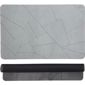 Stone Bath Mat - Grey Non-Slip Super Absorbent Diatomite Stone Bath Mats for Bathroom, Easy to Clean Diatomaceous Earth Mat (24×16In) Alfombra De Piedra para Baño, Diatomaceous Bath Mat