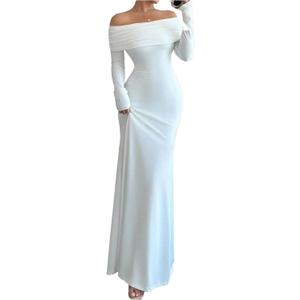 SOLY HUX Women's Long Sleeve Off The Shoulder Bodycon Dress Elegant Maxi Dress Cocktail Prom Dresses, L