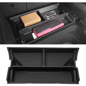Hidden Trunk Organizer Tray for Tesla Model Y 2019-2026, Custom-Fit Rear Underfloor Storage Box, Durable ABS Compartment for Tools, Emergency Gear & Cleaning Supplies, Quick Access - Black