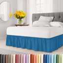 Wrap Around Dust Ruffle Bed Skirt - Denim Blue - for Queen Size Beds with 18 Inch Drop - Elastic Strap - Adjustable Pleated Bedskirt with Brushed Fabric and Wrinkle Free - For Women, Men, Kids & Teens
