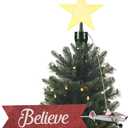 Mr. Christmas Animated White Santa's Bi-Plane Christmas Tree Topper with Banner, Illuminated LED Star, Velcro Straps to Easily Attach, 21.75 Inches
