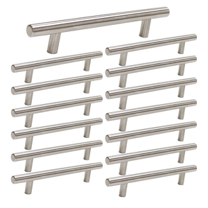 homdiy Pack of 15 Brushed Nickel Cabinet Pulls 3 Inch Handles Stainless Steel Cabinet Hardware for Kitchen and Bathroom Cabinets, 5 Inch Overall Drawer Pull