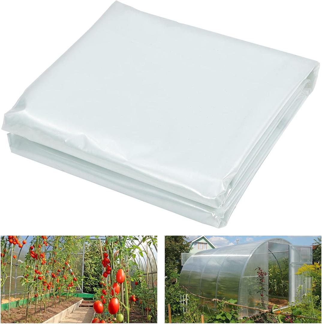 10x25 Ft Greenhouse Plastic Sheeting, 6 Mil Thickness Clear Greenhouse Polyethylene Film, UV Resistant Replacement Cover Hoop House Plastic Cover for Farming Gardening