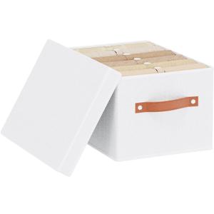 Foldable Storage Bin, 7.1 x 9.1 x 13 Inch Storage Box with Lid, Closet Organizer for Organizing with Handles, White, 1-Pack
