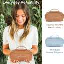 Sylune Classic Makeup Bag  Pebbled Faux Leather Travel Cosmetic Organizer, Water-Resistant Toiletry Bag with Handle, Luxury Gift for Women (Sky Blue)