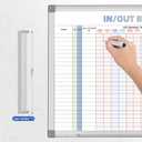 in and Out Calendar Dry Erase Board for Wall with 20 Magnetic Blocks, in/Out Planner for Office Staff Schedule L:24x18