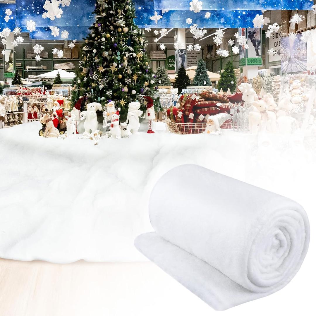 Tondiamo 1 Pack 5 ft x 15ft Christmas Snow Blanket Roll for Christmas Decorations Village Large Fake Artificial Snow Blanket Winter White Mat for Xmas Shop Store Supermarket Display Photo Prop Decor