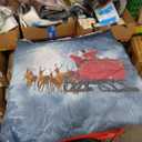 7x5ft Santa Claus Backdrop Santa Claus Riding Sleigh Reindeer Gift Box Snowing Forest Snowflake Background Xmas Eve New Year Party Decorations Portrait Shoot Photo Props Wallpaper