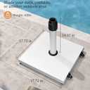 45lbs Patio Umbrella Base - Heavy Duty Outdoor Patio Market Umbrella Stand for Deck with Rollers, Poolside, Balcony, Wind-Resistant Design, White