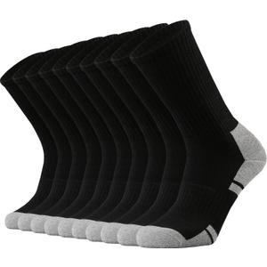 Ortis Men's Cotton Cushion Crew Socks Moisture Wicking Breathable Thick Warm Thermal for Athletic Heavy Duty Work Boot (10-13, Blackgrey)