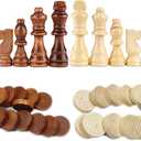 Wooden Checker Pieces & Chess Pieces 2 in 1 Chess Game Set Board Games Accessories Classic Wooden Chess Game Set in 2 Styles and 2 Colors