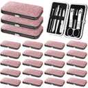Lasnten 24 Set Manicure Set Bulk Nail Clippers Grooming Nail Kit Stainless Steel Professional Pedicure Kit Pedicure Tools with Travel Case Gifts for Men Women Personal(8 in 1,Shiny Pink)