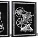 HOMEOART Movie Room Decor Home Movie Theater Cinema Wall Decor Framed Ready to Hang 12x16inchx3Pieces (Silver)