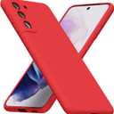 for Samsung Galaxy S21 Plus Phone Case Silicone, Minimalist Ultra Thin Slim Soft Rubber Gel Solid Color Matte TPU Cute Case for Women Men, Girly Plain Aesthetic Design & Camera Cover, Red