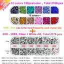 esseelove Hotfix Applicator, DIY Hot Fix Rhinestone Setter, Hot Fixed Wand Kit, 4536 Pcs, AB, Clear, 12 Colors, Gem Picker, Brush, Trays, Bag, Bedazzler Kit with Rhinestones