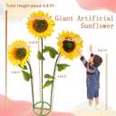 Sunflowers Artificial Flowers Set,5.6 Ft Giant Silk Fake Sunflower Decoration,Sunflower Decor for Rustic Wedding Backdrop,Outdoor Garden Party Photo Props,Shop Window Displays(3PCS)
