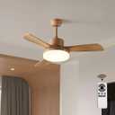42 Inch Ceiling Fans with Lights, 3 Blades Modern Ceiling Fan with Remote Control, Solid Wood Fan with Light for Patios, Outdoor, Living Room, Dining Room, Bedroom