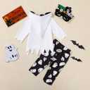 Baby Boy Girl Unisex Ghost Halloween Outfit - Infant's 1st Halloween Clothes (White)