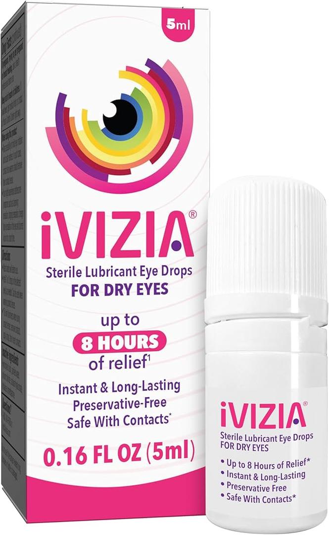iVIZIA Sterile Lubricant Eye Drops for Dry Eyes, Preservative-Free, Moisturizing, Dry Eye Relief, Contact Lens Friendly, 0.16 fl oz Bottle Packaging May Vary Exp : 02/2027