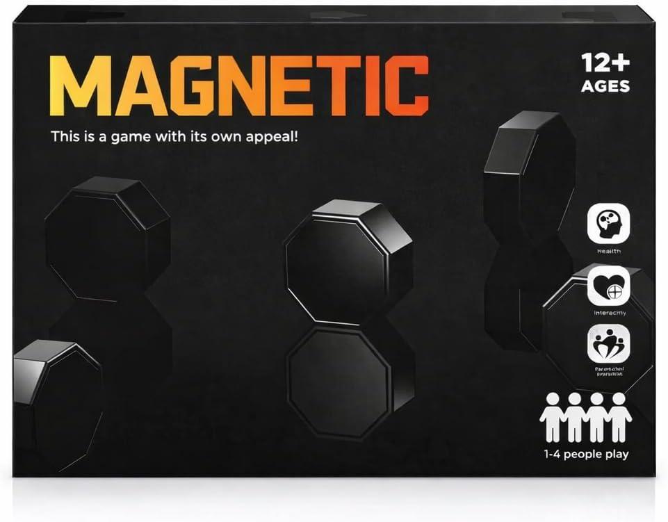 New Premium Magnetic Chess Battle Game with String & Stones | Adjustable String, Large & Powerful Magnets | Multi Player Strategy Board Game for Family, Travel, Camping & Parties, Kids & Adults(Black)