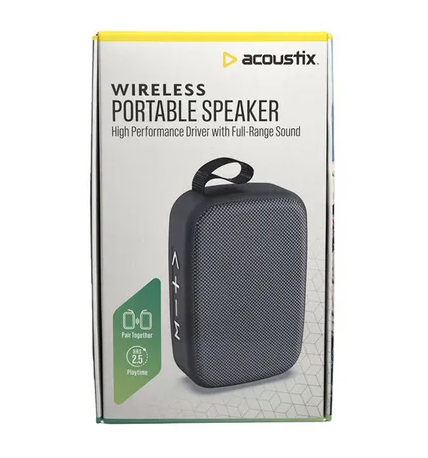 Acoustix Wireless Portable Stereo Sound Speaker, Black