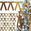 Riceshoot 30 Pcs Velvet Christmas Bow for Christmas Tree, 11 x 6.3 Inch Rustic Crafts Gift Bows, Xmas Garland, Large Gifts, (Khaki Assorted)