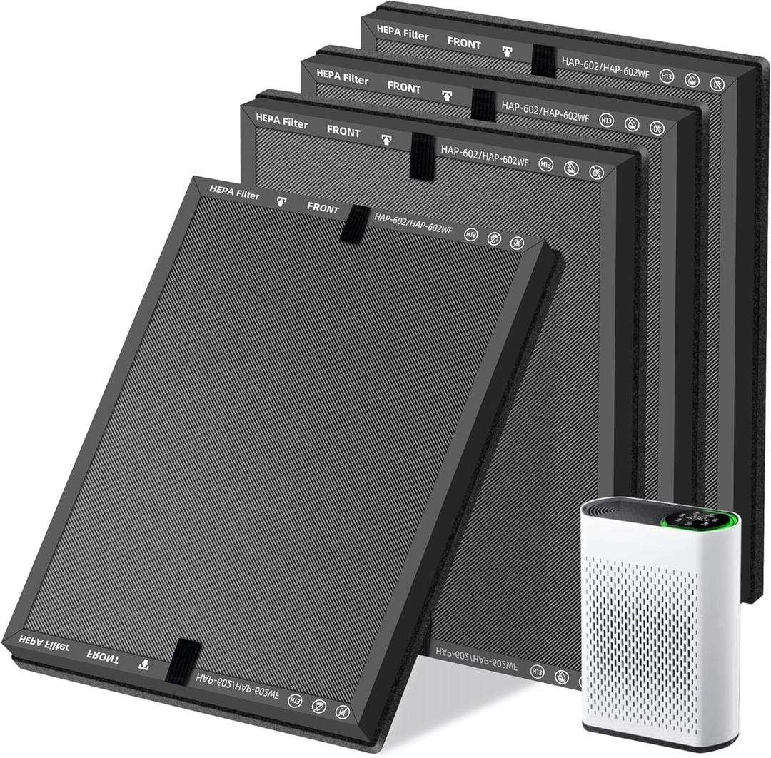 HAP602 Replacement Filter for ECOSELF HAP602/HAP602WF Air Purifier,3 in 1 High-Efficient H13 True HEPA with Acticated Carbon Filtration for Home,4 Pack HAP602 Replacement Filter for ECOSELF HAP602/HAP602WF Air Purifier,3 in 1 High-Efficient H13 True HEPA with Acticated Carbon Filtration for Home,4 Pack