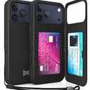 TORU for iPhone 17 Pro Max Wallet Case with Card Holder, Hidden ID Credit Card Slot Flip Kickstand, Slim Fit Shockproof Heavy Duty Phone Cover with Strap - Red