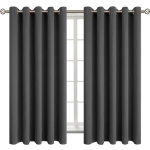 BGment Blackout Curtains for Bedroom - Grommet Thermal Insulated Room Darkening Curtains for Living Room, Set of 2 Panels (70 x 63 Inch, Dark Grey)