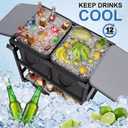 Patio Rolling Cooler Cart, Portable Bar Station for Backyard, Pool & BBQ 15.35"D x 29.53"W x 32.28"H
