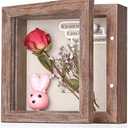 5x5 Small Shadow Box Frame with Linen Back - Sturdy Rustic Memory Display Case of Flower, Pictures, Medals and More, Rustic Brown