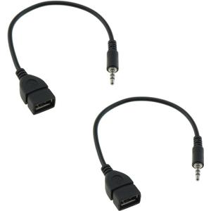 DGZZI 2PCS Black USB to 3.5mm AUX Male Plug Car Audio Cable Auxiliary Adapter Conversion Cord Connector Data Line