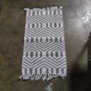 Chenille Cotton Diamond Rug 21x34 Inches - Light Grey, Reversible Small Soft Washable Front Door Mat Ideal for Kitchen, Entryway, Bathroom | Farmhouse Boho Accent Indoor Throw Rugs for Bedroom, Patio