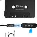 Elook Cassette to Bluetooth Adapter for Car, 5.1 Bluetooth Receiver Kit for Cassette Aux Adapter with 3.5 MM Auxillary Cable, Black