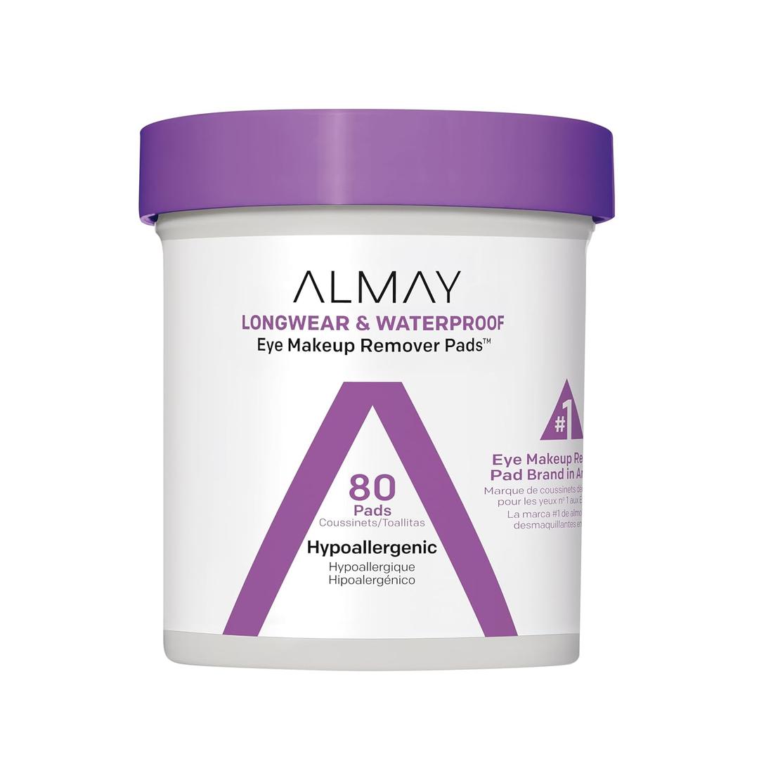 Almay Makeup Remover Pads, Longwear & Waterproof, Hypoallergenic, Fragrance-Free, Dermatologist & Ophthalmologist Tested, 80 count