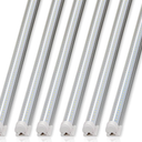 Barrina 8FT LED Shop Lights Fixture, T8 72W 10000lm 5000K, Daylight White, Clear Cover, V Shape,Tube Light, Hight Output, Bulbs for Garage, Warehouse, Plug and Play, 6 Packs