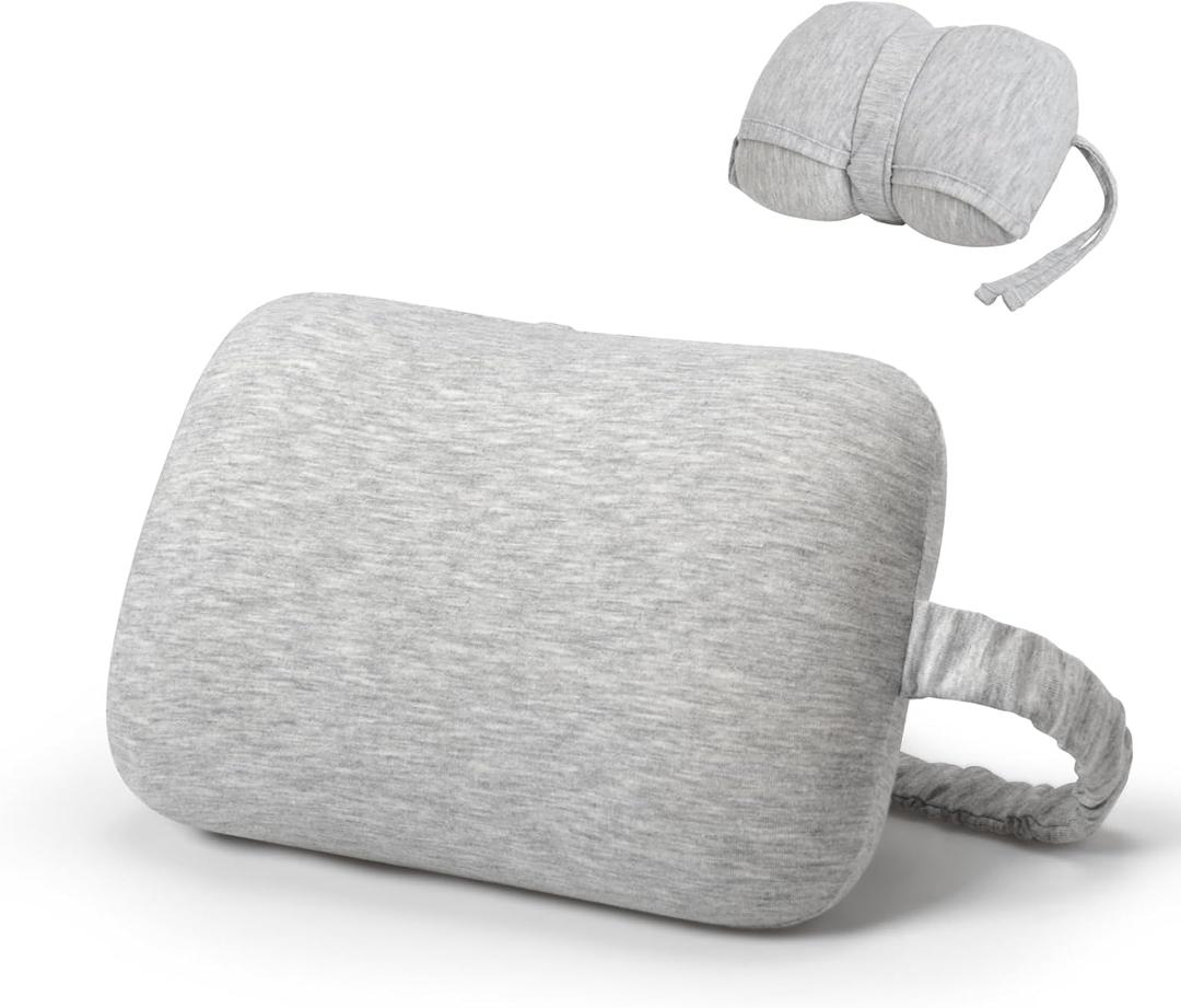 Love&go Portable Small Travel Pillow, Made with Soft Memory Foam Pillow and Breathable Cover, for Backpacking Hiking, Camping, Airplane and Car Trip (Gray)