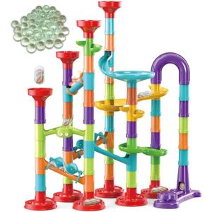 93 PCS Marble Toy Premium Set,STEM Educational Building Block Toy,Marble Track Race Set with 30 Glass Marbles for Boys & Girls,Construction Building Blocks Toys for Kids