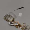 Sparkly Key Fob Cover with Cherry Keychain, Bling TPU Smart Key Case for Women, Compatible with Honda Accord Civic 2022 2023 2024 2025 Honda HR-V CR-V 2023 2024 2025 (5-Button, Gold White)