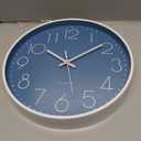 Wall Clock 12 Inch Non-Ticking Silent Modern Simple Style Round Decor Clock Cerulean Stereoscopic Dial Quartz Wall Clocks for Home/Office/School/Living Room/Bedroom/Kitchen