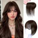 WECAN Hair Toppers for Women Real Human Hair 3D Bangs Clip 100% Human Toppers for Women 10 Inch Clip in Bangs Hairpieces (Dark Brown)