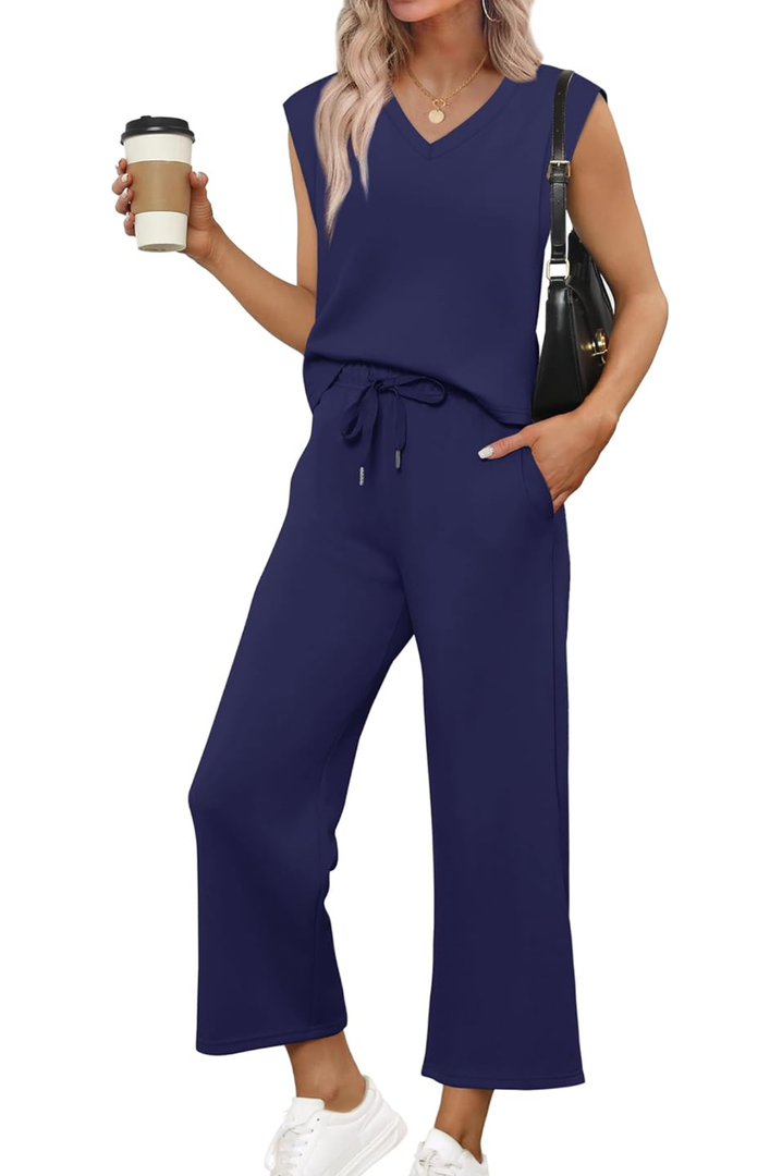 SAMPEEL Two Piece Sets for Women Summer Vacation Travel Outfits Business Casual Outfits Matching Sets Women Clothing S