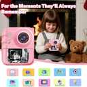 Instant Print Camera for Kids, 1080P Video Camera with 3 Print Rolls, 32GB Card & Cute Cover, Gift for Girls Boys Age 3-12, Toddler Digital Camera with Games, Filters, Music Pink